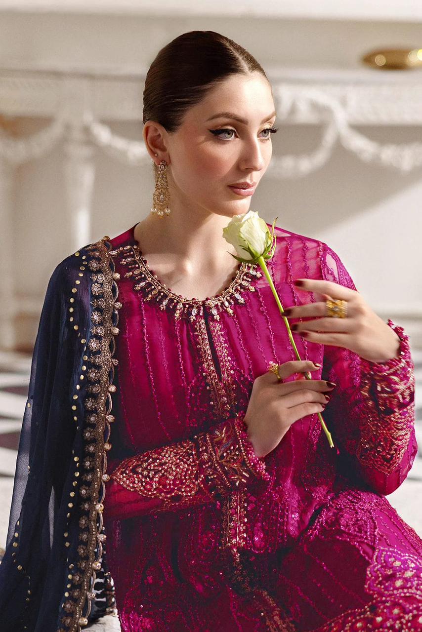 MARIA.B - 3PC LAWN EMBROIDERED SHIRT WITH KHADDI NET DUPATTA AND TROUSER -DPC-4389