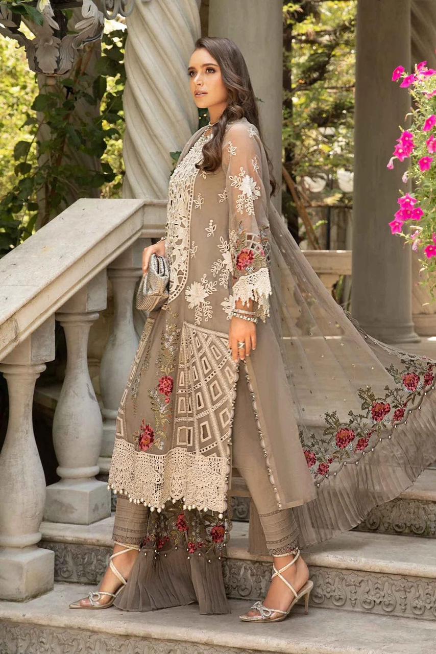 MARIA.B - 3PC LAWN EMBROIDERED SHIRT WITH KHADDI NET DUPATTA AND TROUSER -DPC-4170