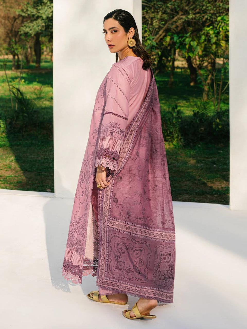 BIN ILYAS - 3PC LAWN EMBROIDERED SHIRT WITH KHADDI NET DUPATTA AND TROUSER -DPC-4273