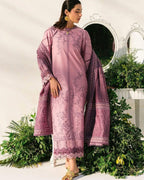 BIN ILYAS - 3PC LAWN EMBROIDERED SHIRT WITH KHADDI NET DUPATTA AND TROUSER -DPC-4273