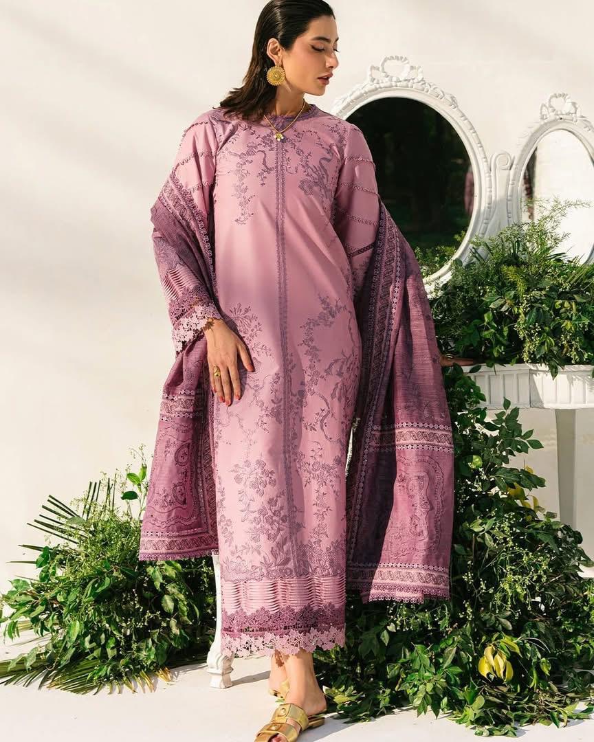 BIN ILYAS - 3PC LAWN EMBROIDERED SHIRT WITH KHADDI NET DUPATTA AND TROUSER -DPC-4273