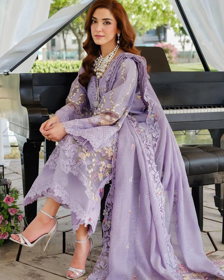 ELAF - 3PC LAWN EMBROIDERED SHIRT WITH KHADDI NET DUPATTA AND TROUSER -DPC-4561