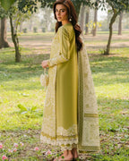 BIN ILYAS- 3PC LAWN EMBROIDERED SHIRT WITH KHADDI NET DUPATTA AND TROUSER -DPC-3759