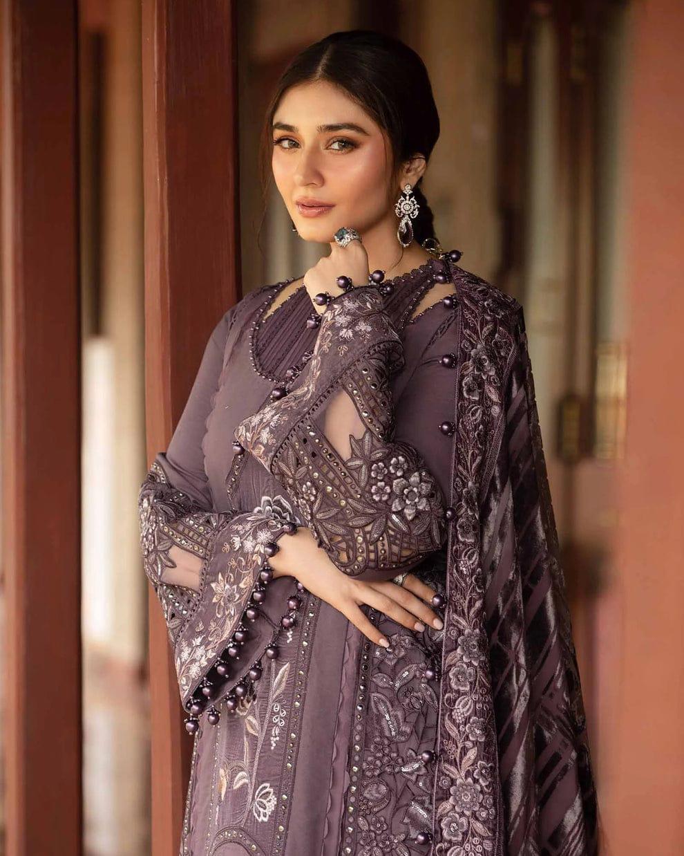 MARIA.B- 3PC LAWN EMBROIDERED SHIRT WITH KHADDI NET DUPATTA AND TROUSER -DPC-4513