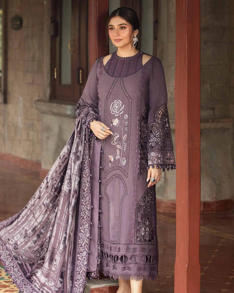 MARIA.B- 3PC LAWN EMBROIDERED SHIRT WITH KHADDI NET DUPATTA AND TROUSER -DPC-4513