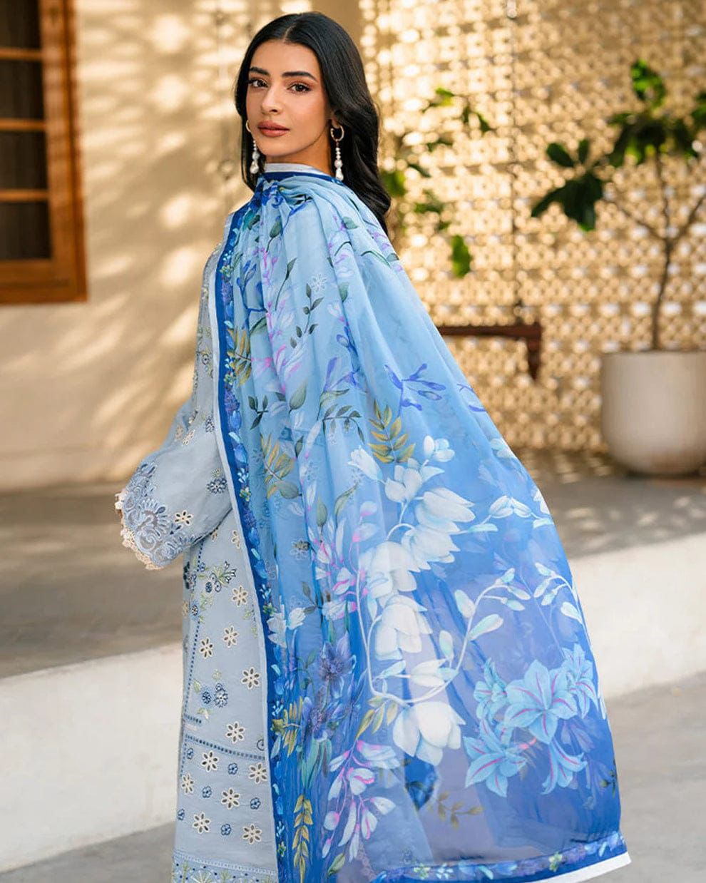 ROHENAZ - 3PC LAWN EMBROIDERED SHIRT WITH KHADDI NET DUPATTA AND TROUSER -DPC-4178