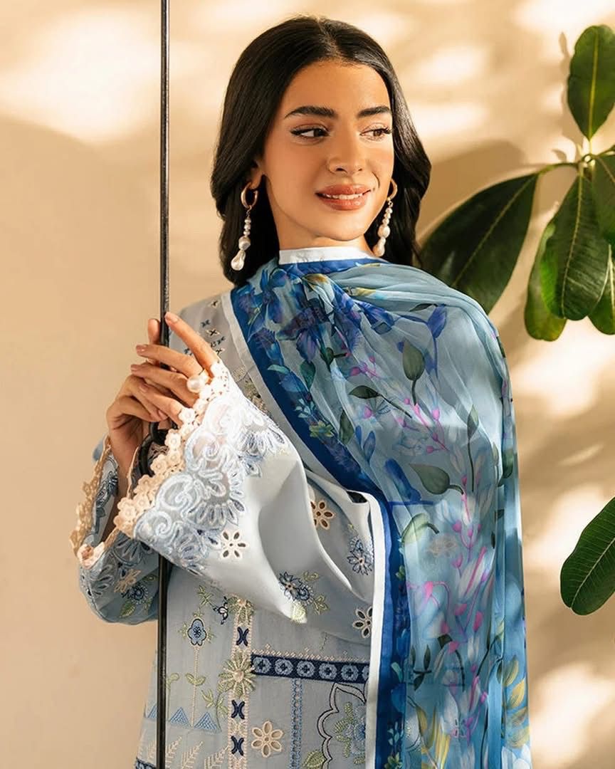 ROHENAZ - 3PC LAWN EMBROIDERED SHIRT WITH KHADDI NET DUPATTA AND TROUSER -DPC-4178