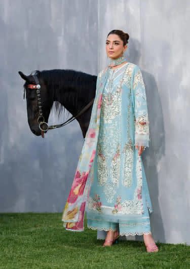 ELAF - 3PC LAWN EMBROIDERED SHIRT WITH PRINTED CHIFFON DUPATTA AND TROUSER -DPC-4312