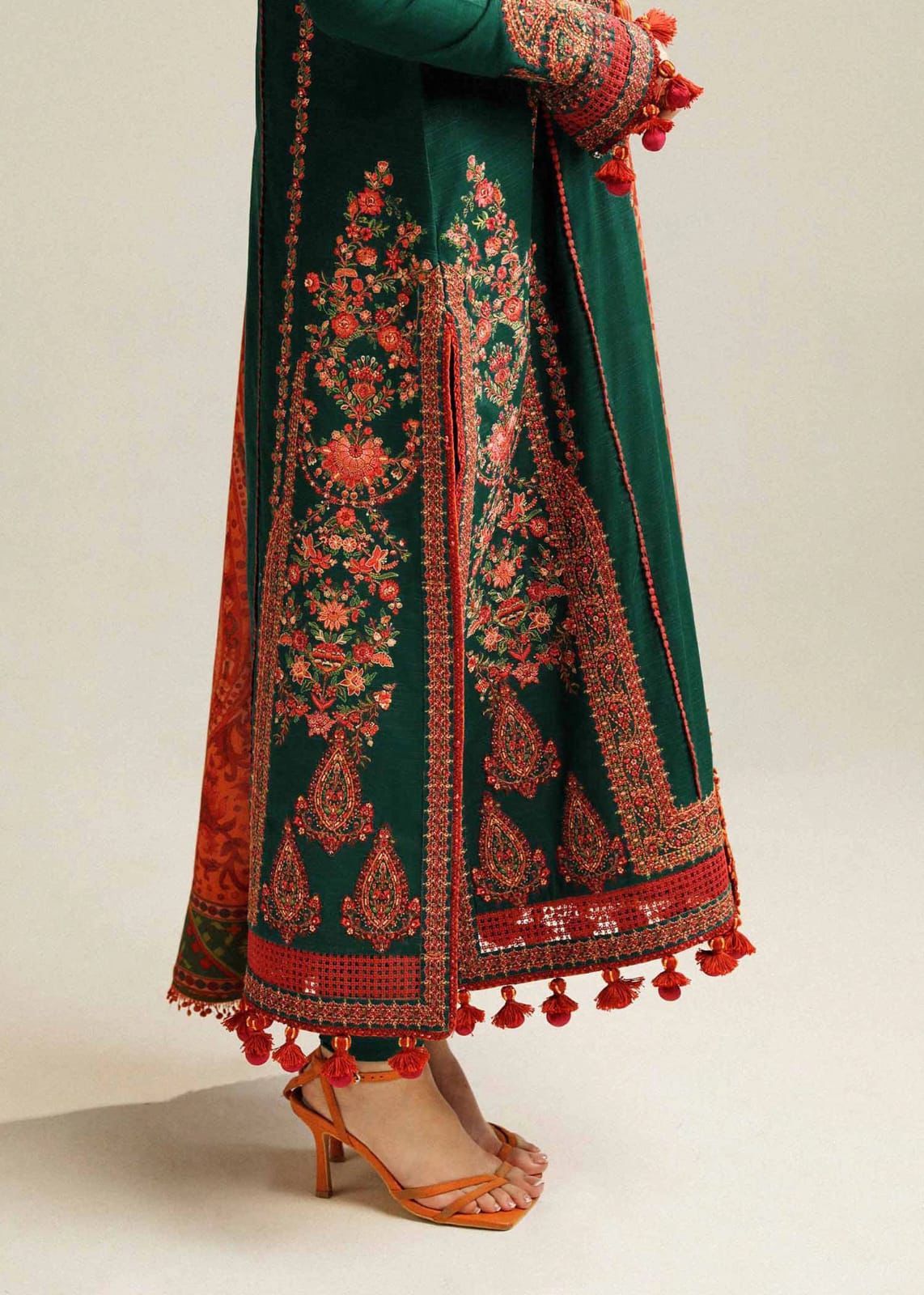 HUSSAIN REHAR- 3PC LAWN HEAVY EMBROIDERED SHIRT WITH JACQUARD EMBROIDERED DUPATTA AND TROUSER-DPC-3698