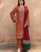 JAZMIN- 3PC LAWN EMBROIDERED SHIRT WITH JACQUARD PRINTED DUPATTA AND TROUSER-DPC-3491