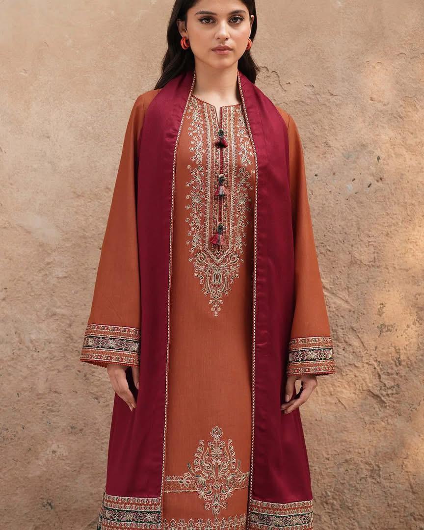JAZMIN- 3PC LAWN EMBROIDERED SHIRT WITH JACQUARD PRINTED DUPATTA AND TROUSER-DPC-3491