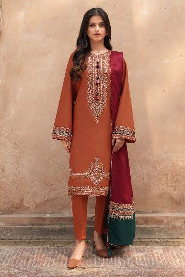 JAZMIN- 3PC LAWN EMBROIDERED SHIRT WITH JACQUARD PRINTED DUPATTA AND TROUSER-DPC-3491