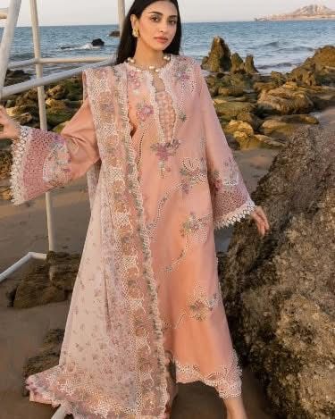 CRIMSON- 3PC LAWN EMBROIDERED SHIRT WITH SLUB MUNAAR DUPATTA AND TROUSER-DPC-4249