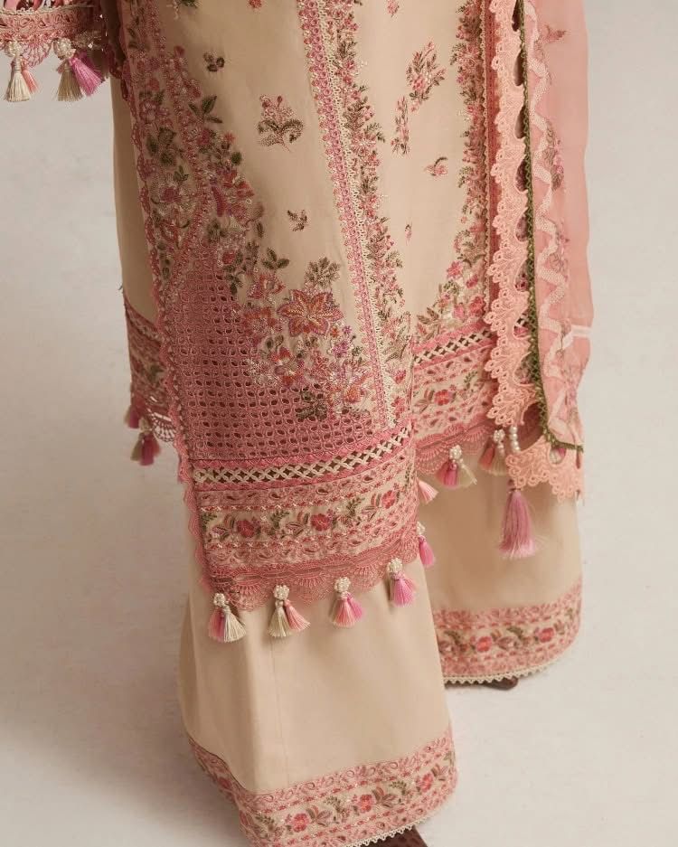 ‎HUSSAIN REHAR- 3PC LAWN HEAVY EMBROIDERED SHIRT WITH KHADDI NET EMBROIDERED DUPATTA AND TROUSER-DPC-2871