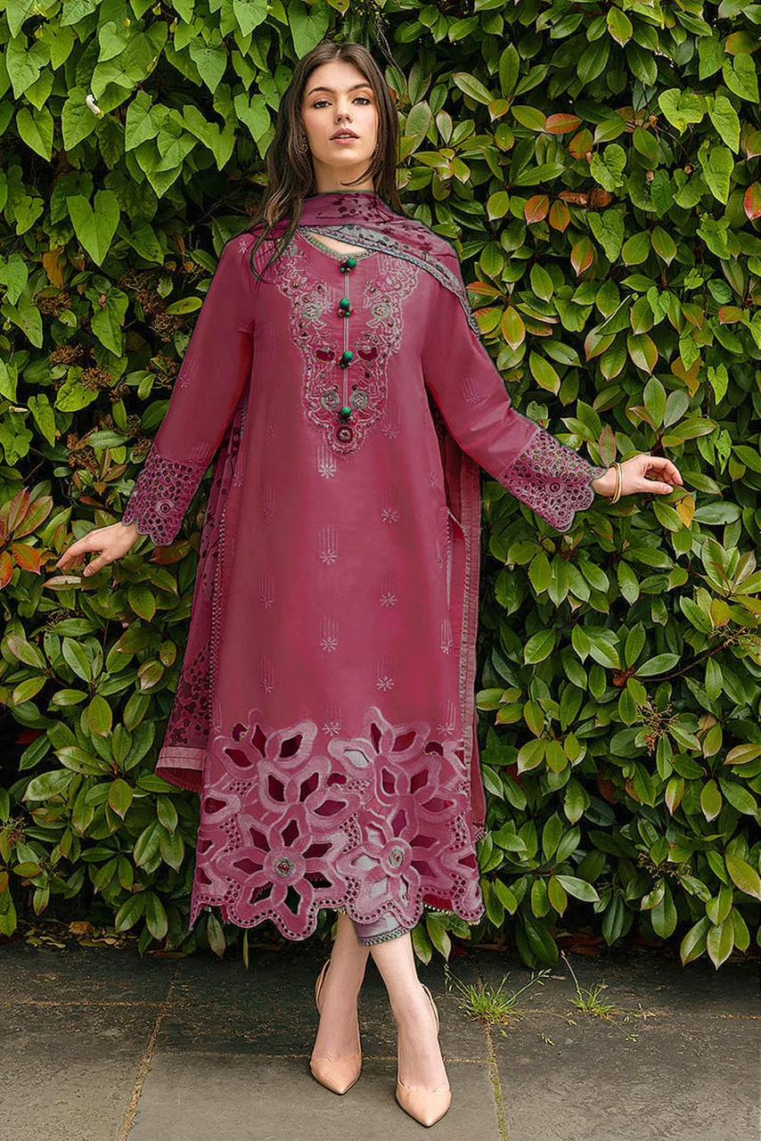 ‎MUSHQ- 3PC LAWN EMBROIDERED SHIRT WITH SLUB MUNNAR PRINTED DUPATTA AND TROUSER-DPC-3784