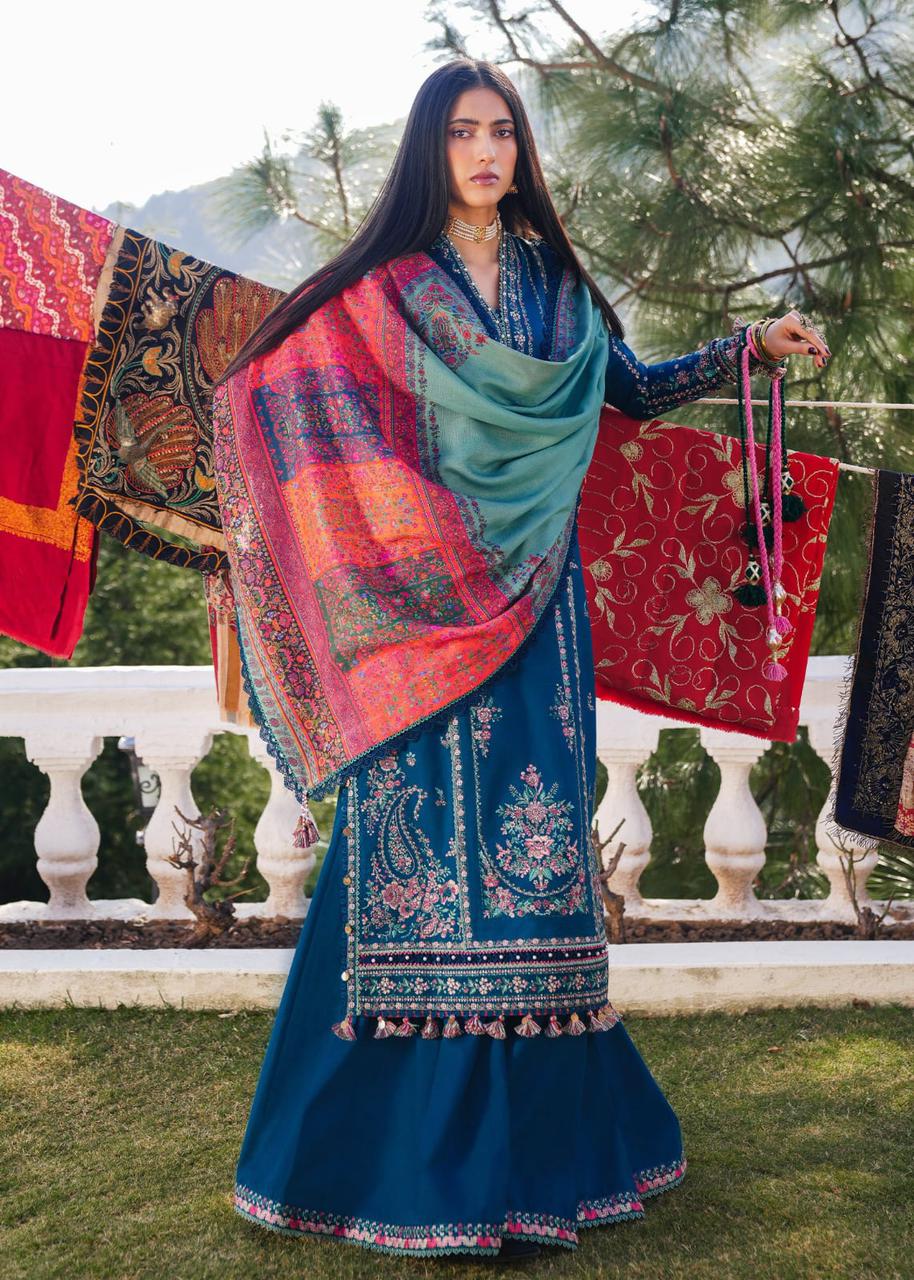 ‎HUSSAIN REHAR- 3PC LAWN EMBROIDERED SHIRT WITH SLUB MUNAAR DUPATTA AND TROUSER-DPC-2459