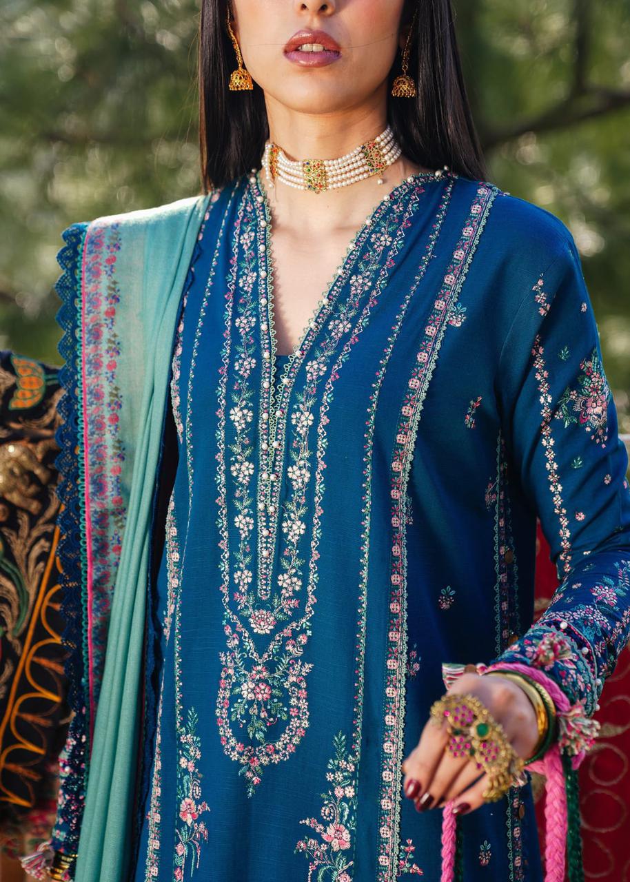 ‎HUSSAIN REHAR- 3PC LAWN EMBROIDERED SHIRT WITH SLUB MUNAAR DUPATTA AND TROUSER-DPC-2459