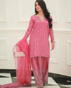 FAIZA FAISAL- 3PC LAWN EMBROIDERED SHIRT WITH ORGANZA EMBROIDERED DUPATTA AND EMB TROUSER-DPC-3372