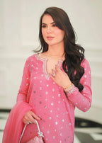 FAIZA FAISAL- 3PC LAWN EMBROIDERED SHIRT WITH ORGANZA EMBROIDERED DUPATTA AND EMB TROUSER-DPC-3372