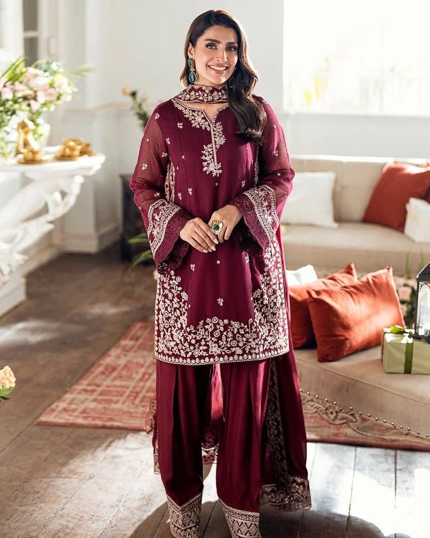 AZURE- 3PC LAWN EMBROIDERED SHIRT WITH PRINTED CHIFFON DUPATTA AND TROUSER-DPC-2981