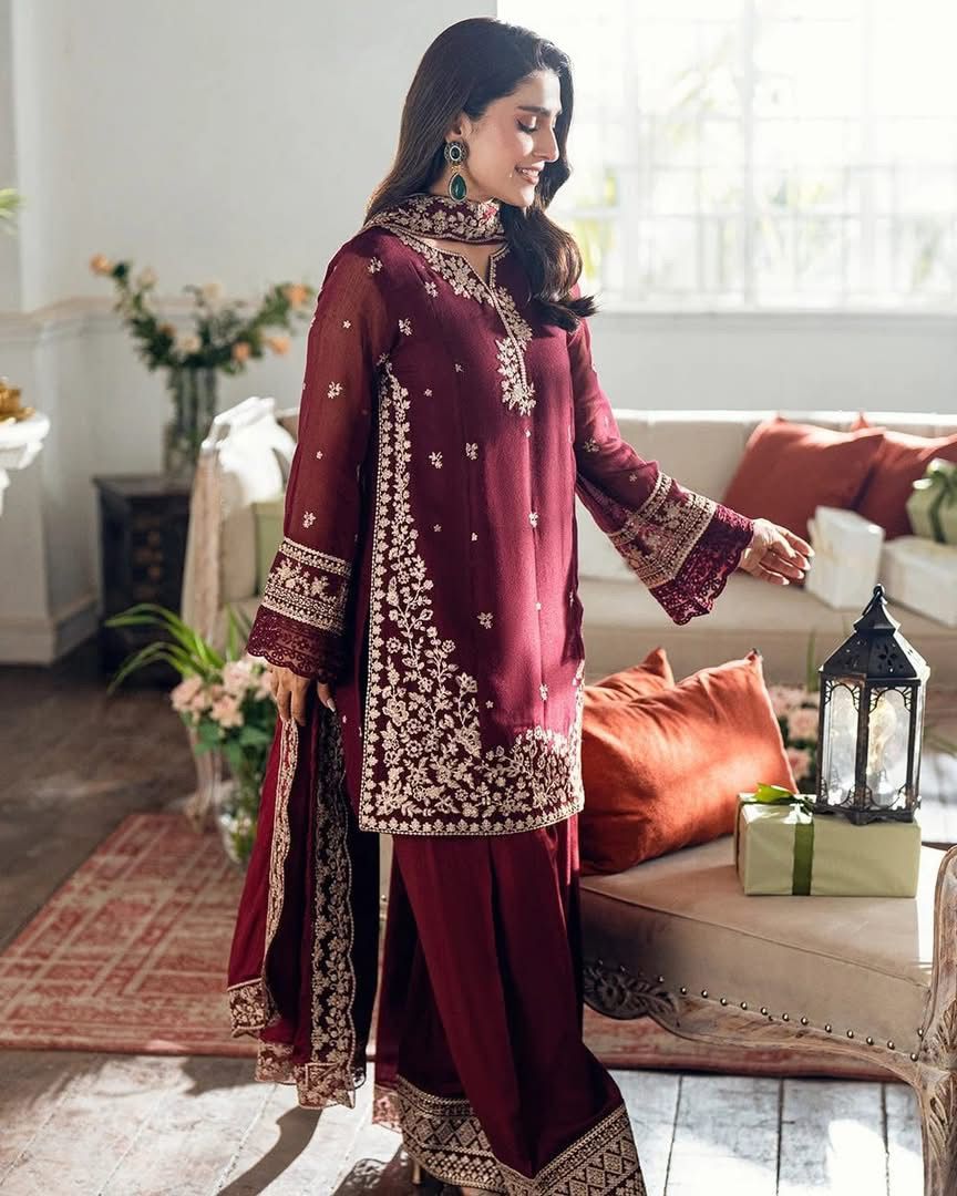 AZURE- 3PC LAWN EMBROIDERED SHIRT WITH PRINTED CHIFFON DUPATTA AND TROUSER-DPC-2981