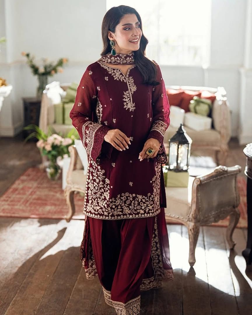 AZURE- 3PC LAWN EMBROIDERED SHIRT WITH PRINTED CHIFFON DUPATTA AND TROUSER-DPC-2981