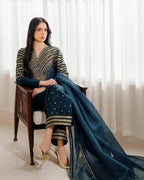 JAZMIN- 3PC LAWN EMBROIDERED SHIRT WITH CHIFFON EMBRIODERED DUPATTA AND EMB TROUSER-DPC-3289