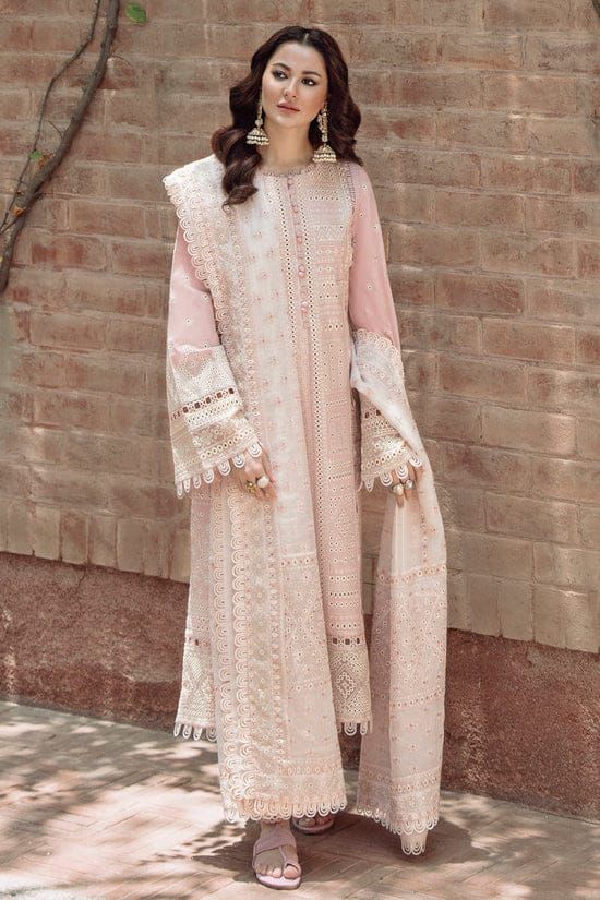 ‎JAZMIN-3PC LAWN CHIKANKARI EMBROIDERED SHIRT WITH KHADDI NET EMB DUPATTA AND TROUSER -DPC-4552