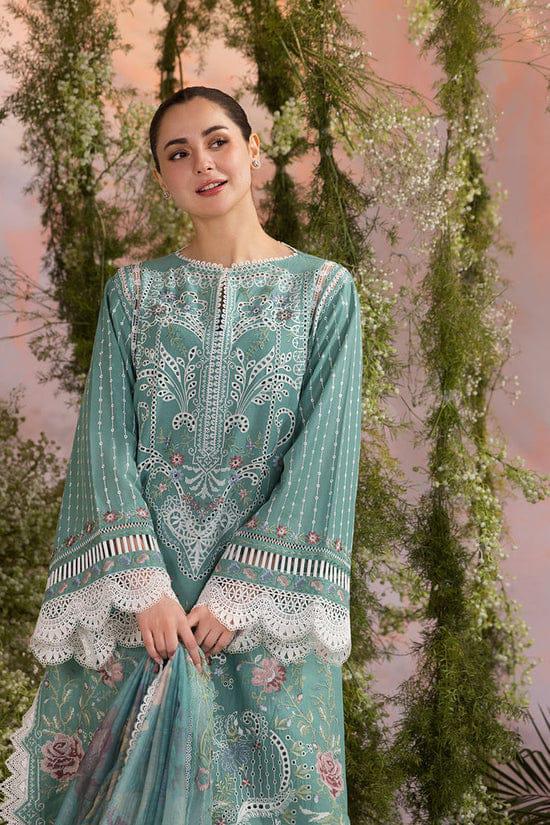 SOBIA NAZIR-3PC LAWN CHIKAN EMBROIDERED SHIRT WITH CHIFFON EMBROIDERED PRINTED DUPATTA AND EMB TROUSER -DPC-4708