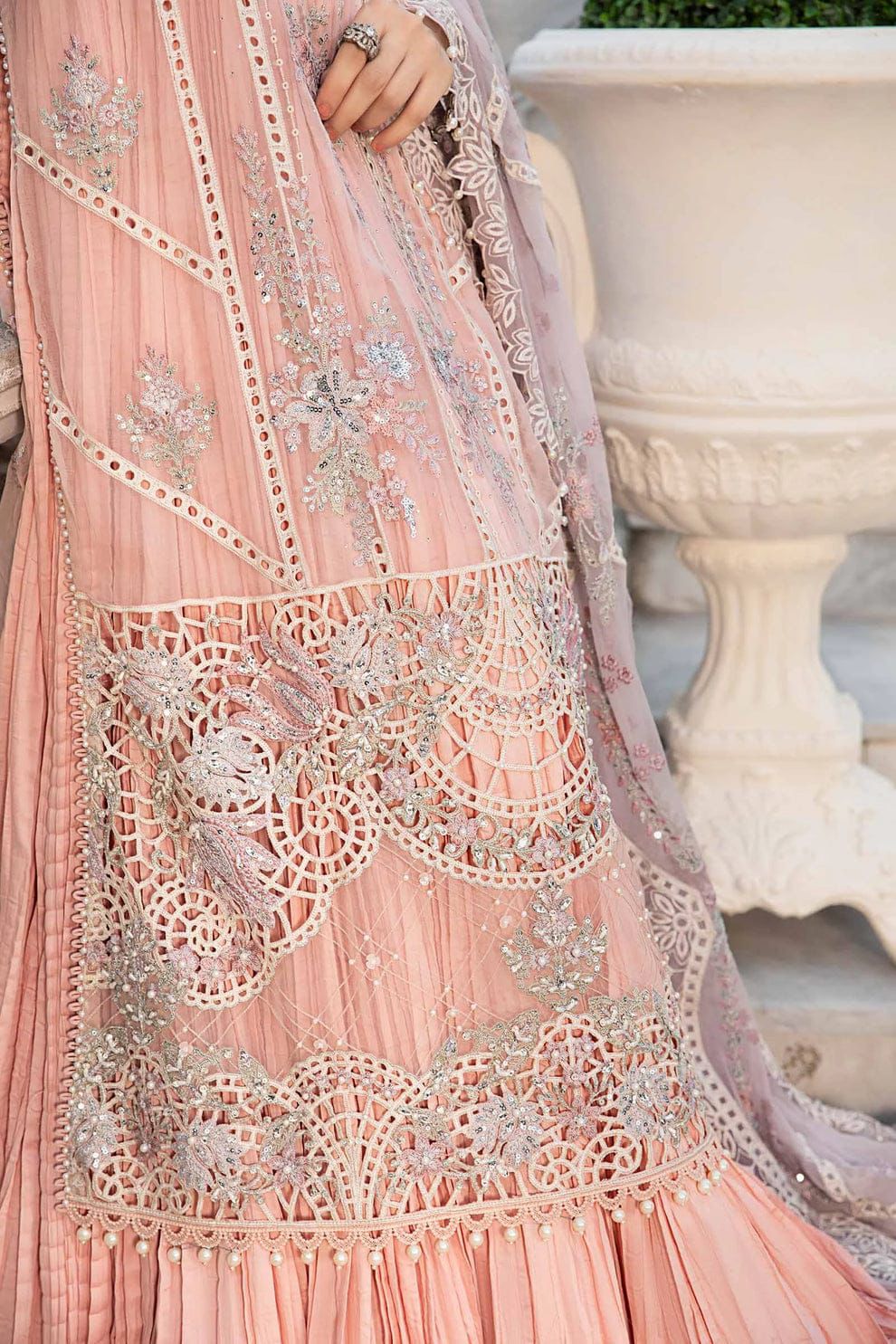 MARIA.B-3PC LAWN CHIKANKARI EMBROIDERED SHIRT WITH KHADDI NET EMB DUPATTA AND TROUSER -DPC-4711