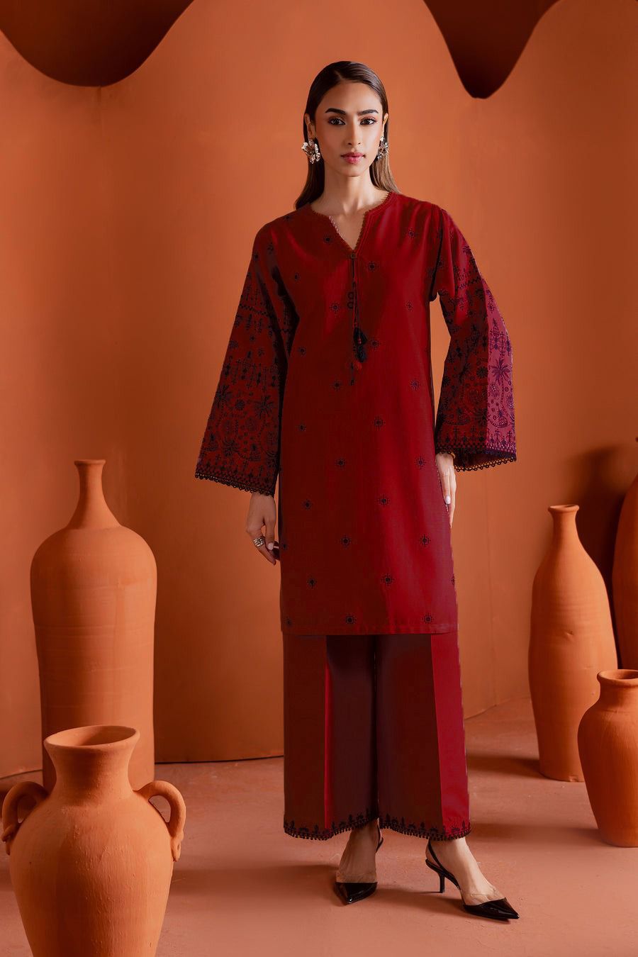 ‎URGE-2PC LAWN EMBROIDERED SHIRT WITH LAWN EMBROIDRED TROUSER-DPC-001