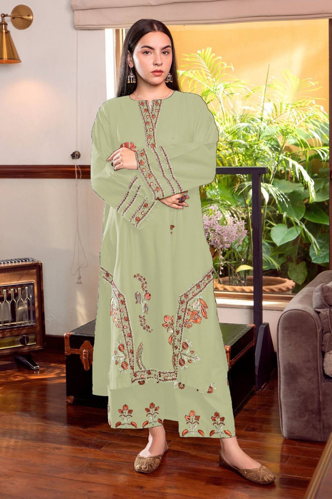 URGE-2PC LAWN EMBROIDERED SHIRT WITH LAWN EMBROIDRED TROUSER-DPC-002