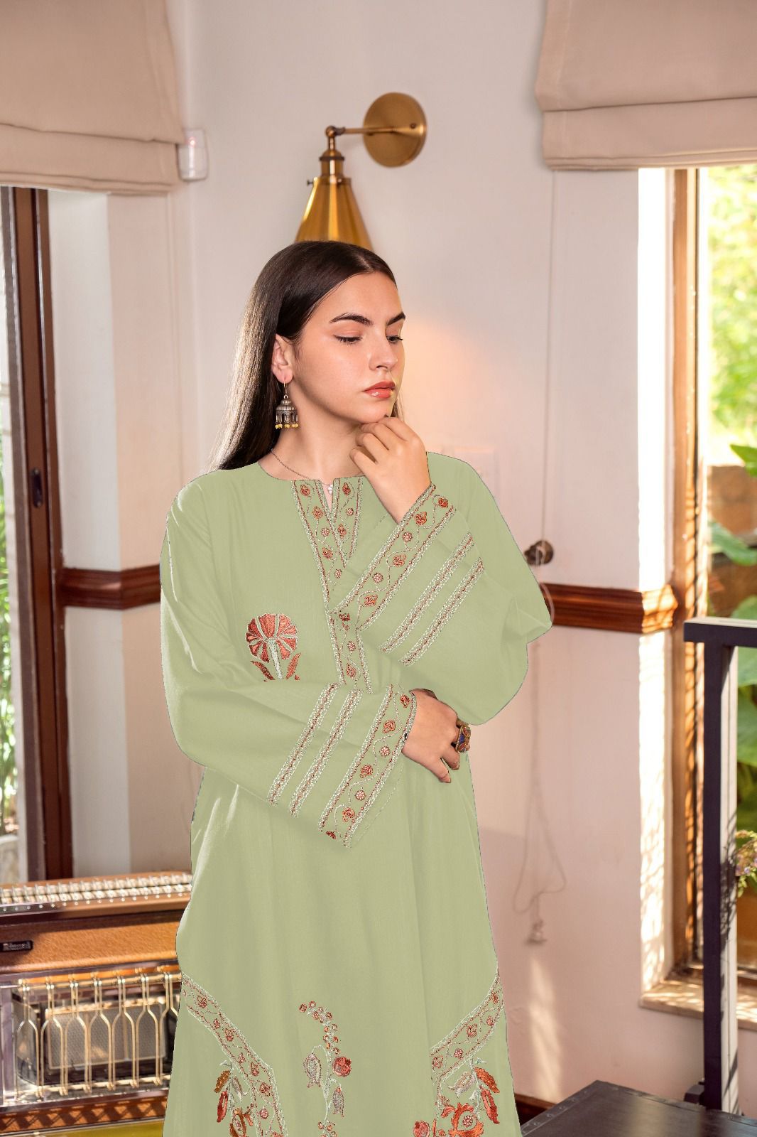 URGE-2PC LAWN EMBROIDERED SHIRT WITH LAWN EMBROIDRED TROUSER-DPC-002