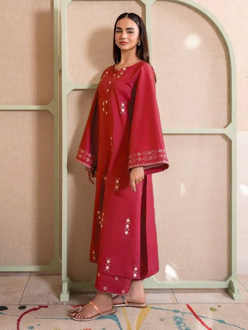 URGE-2PC LAWN EMBROIDERED SHIRT WITH LAWN EMBROIDRED TROUSER-DPC-004