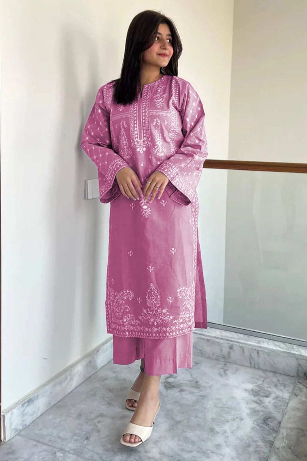 URGE-2PC LAWN EMBROIDERED SHIRT WITH LAWN EMBROIDRED TROUSER-DPC-007