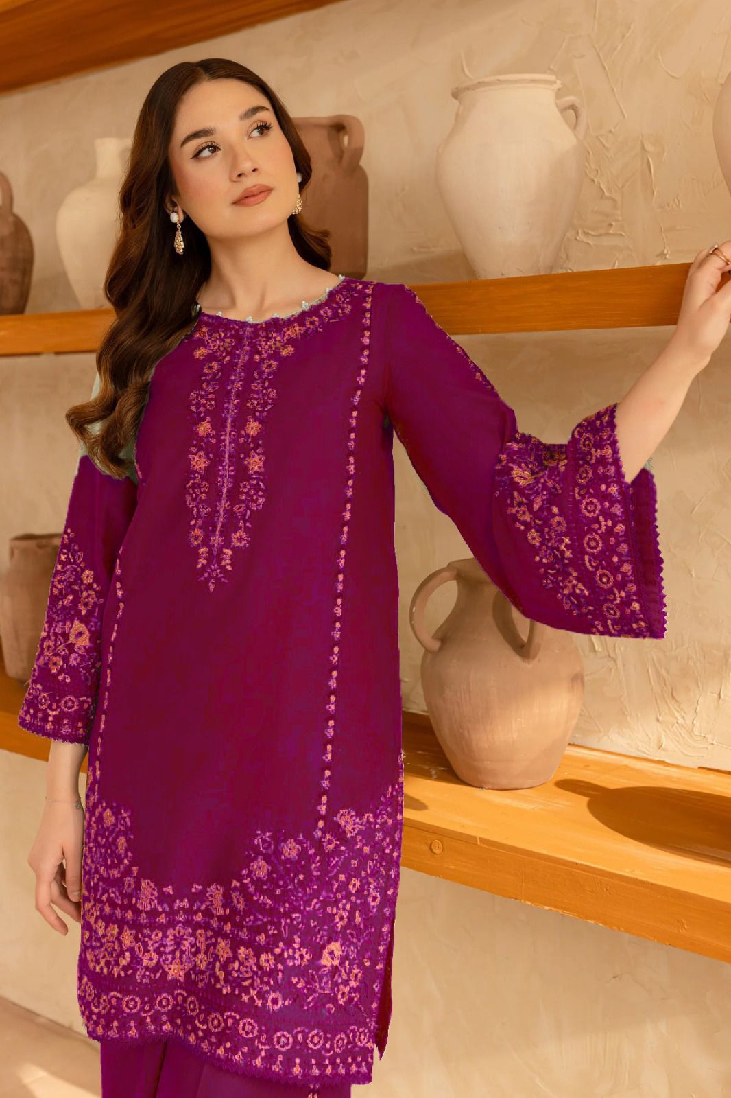 URGE-2PC LAWN EMBROIDERED SHIRT WITH LAWN EMBROIDRED TROUSER-DPC-008