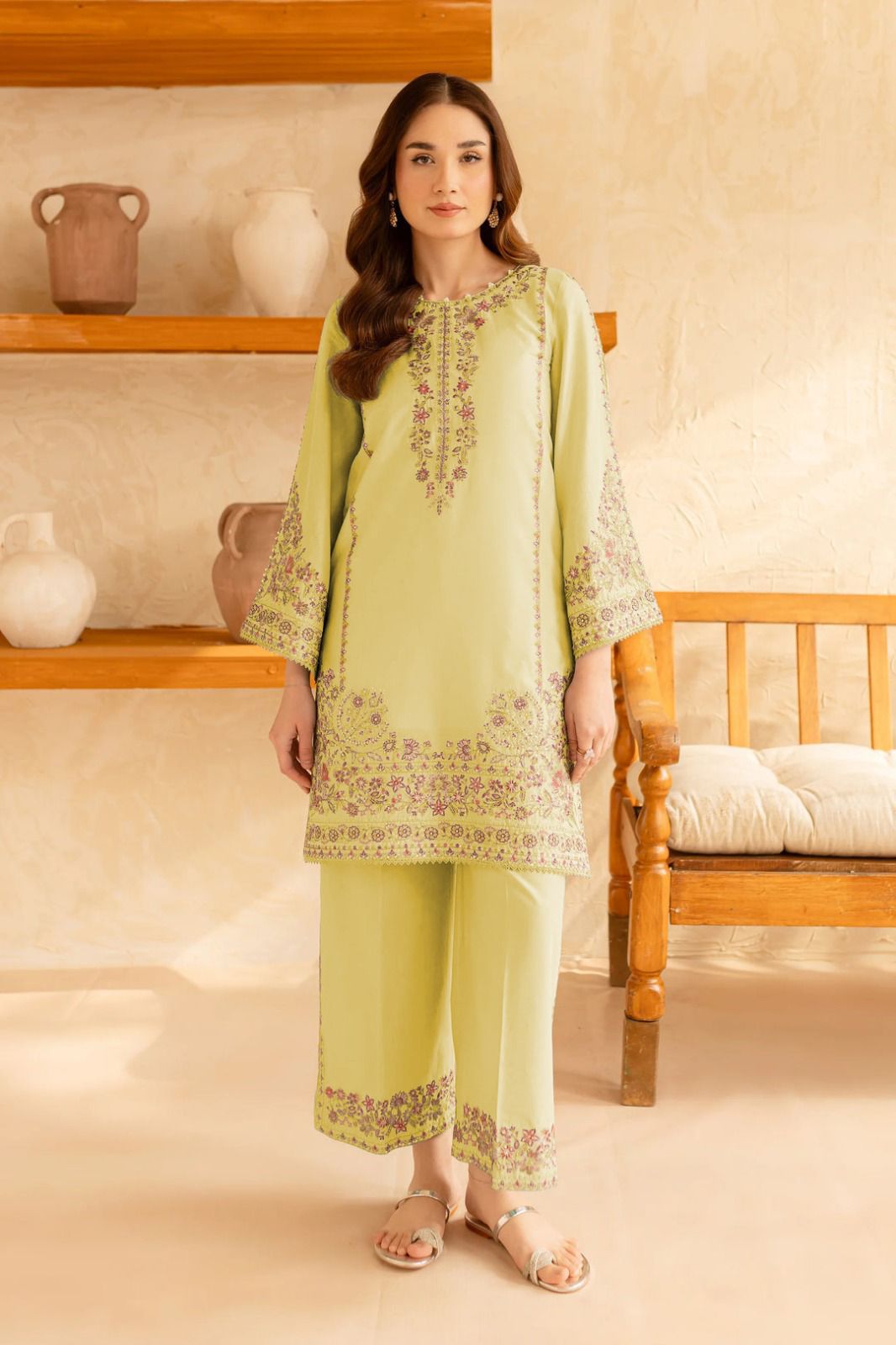 URGE-2PC LAWN EMBROIDERED SHIRT WITH LAWN EMBROIDRED TROUSER-DPC-009