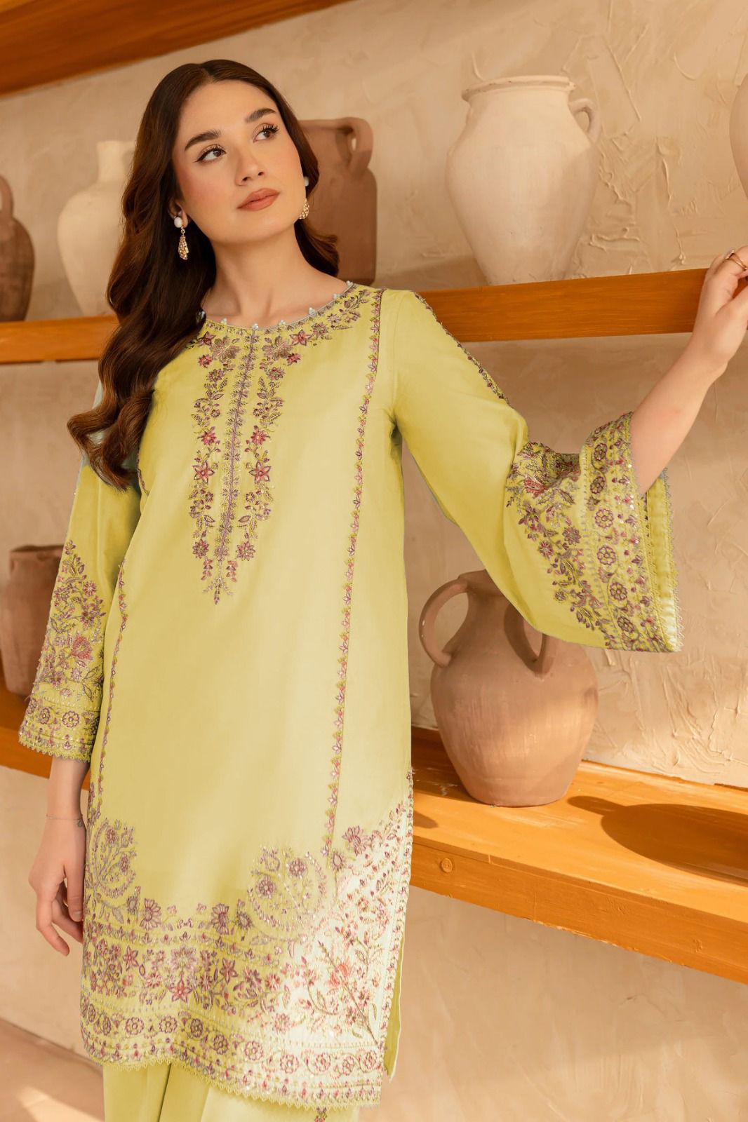 URGE-2PC LAWN EMBROIDERED SHIRT WITH LAWN EMBROIDRED TROUSER-DPC-009