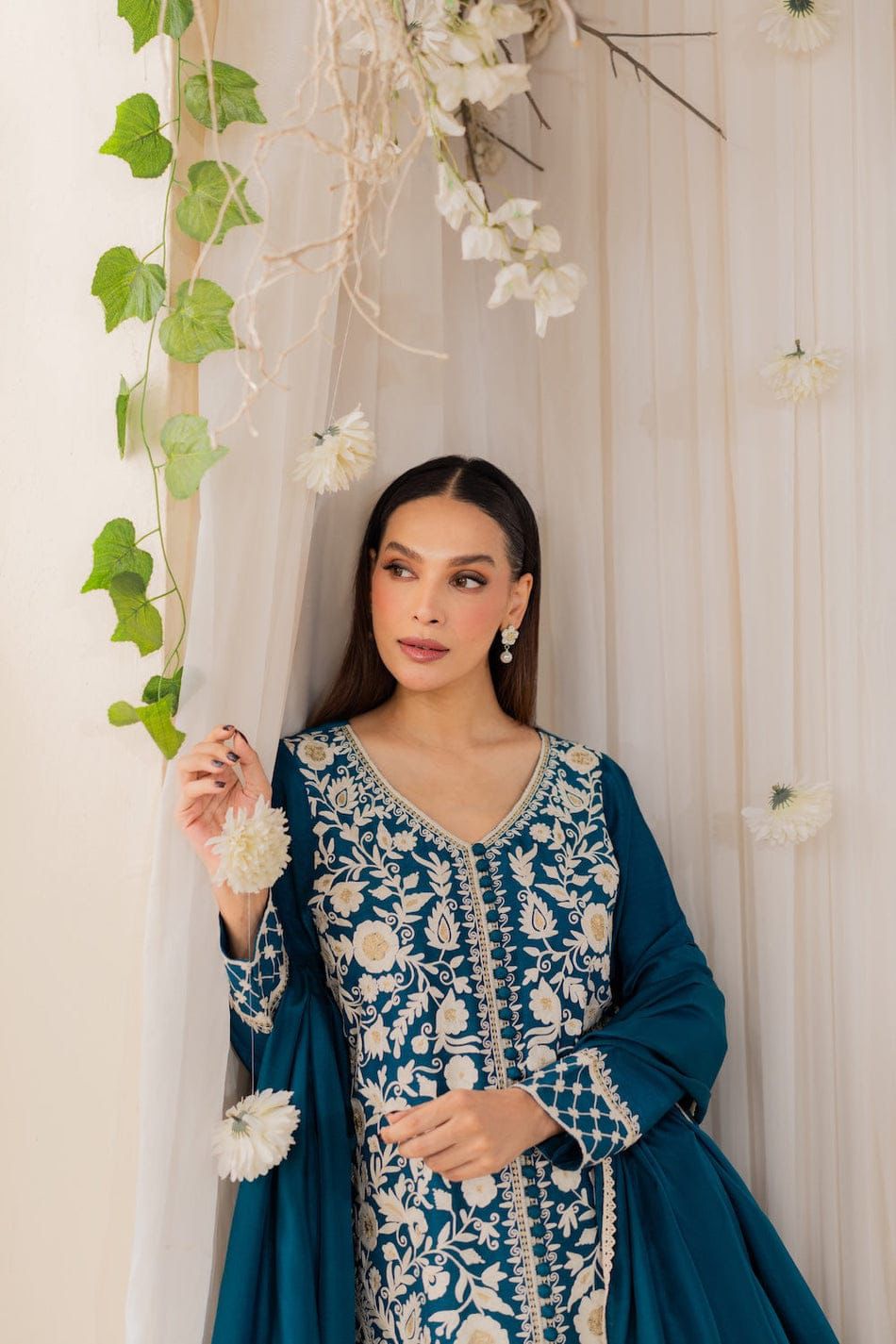 ‎MIRANA-3PC LAWN EMBROIDERED SHIRT WITH BAMBER CHIFFON DUPATTA AND TROUSER-DPC-4728