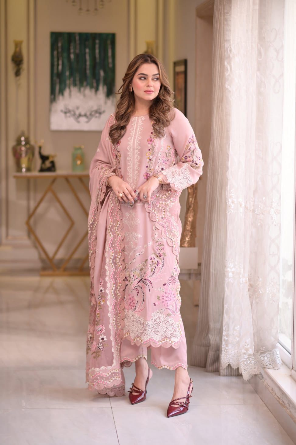 ANEELAS - 3PC LAWN EMBROIDERED SHIRT WITH KHADDI NET DUPATTA AND TROUSER -DPC-4148