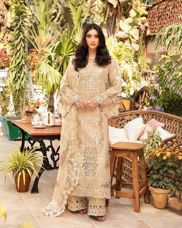 ELAF- 3PC LAWN Chikankari EMBROIDERED SHIRT WITH LAWN EMBROIDERED DUPATTA AND TROUSER-DPC-2247