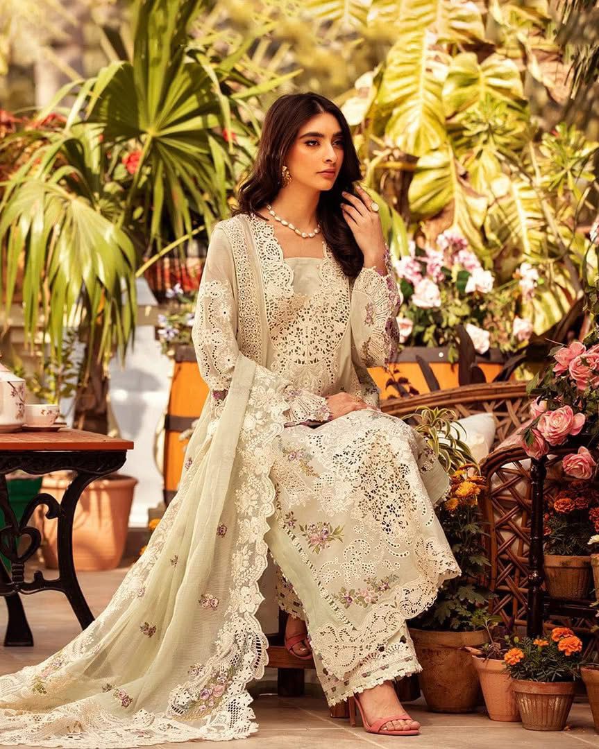 ELAF- 3PC LAWN Chikankari EMBROIDERED SHIRT WITH LAWN EMBROIDERED DUPATTA AND TROUSER-DPC-2247