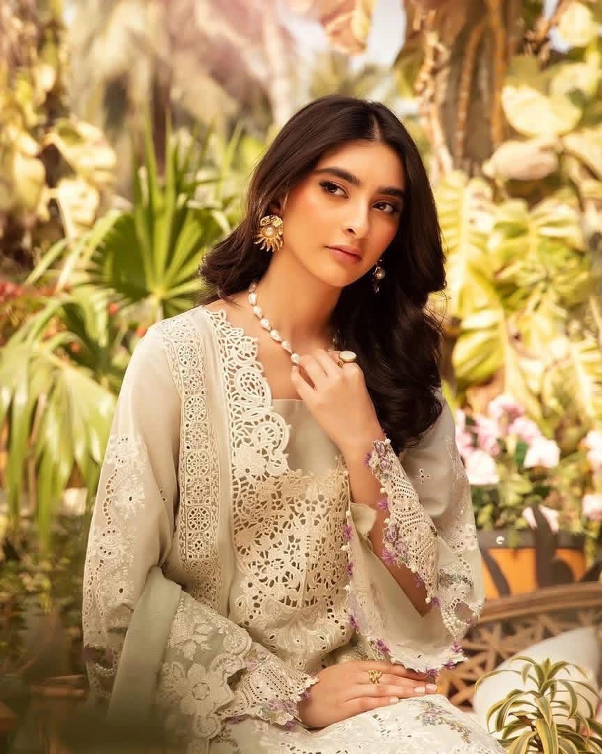 ELAF- 3PC LAWN Chikankari EMBROIDERED SHIRT WITH LAWN EMBROIDERED DUPATTA AND TROUSER-DPC-2247