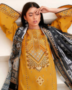BIN ILYAS- 3PC LAWN EMBROIDERED SHIRT WITH DIGITAL MONAR DUPATTA AND TROUSER-DPC-3589