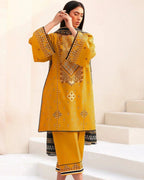 BIN ILYAS- 3PC LAWN EMBROIDERED SHIRT WITH DIGITAL MONAR DUPATTA AND TROUSER-DPC-3589