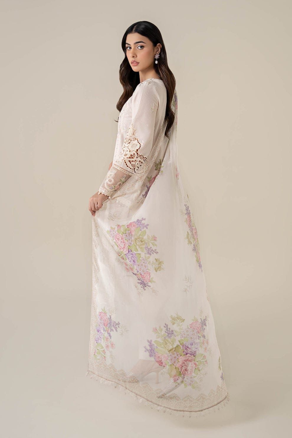 MARIA.B- 3PC LAWN EMBROIDERED SHIRT WITH PRINTED CHIFFON DUPATTA AND TROUSER-DPC-3998