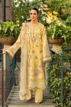 ‎MAHNUR-3PC LAWN EMBROIDERED SHIRT WITH KHAADI NET EMBROIDERED DUPATTA AND TROUSER -DPC-4657
