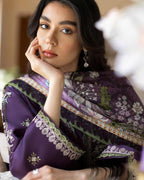 JAZMIN-3PC LAWN EMBROIDERED SHIRT WITH CHIFFON PRINTED DUPATTA AND TROUSER-DPC-4631