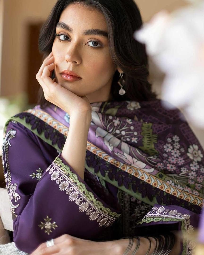 JAZMIN-3PC LAWN EMBROIDERED SHIRT WITH CHIFFON PRINTED DUPATTA AND TROUSER-DPC-4631