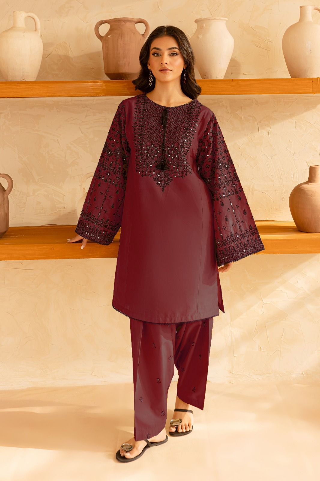 URGE-2PC LAWN EMBROIDERED SHIRT WITH LAWN EMBROIDRED TROUSER-DPC-014